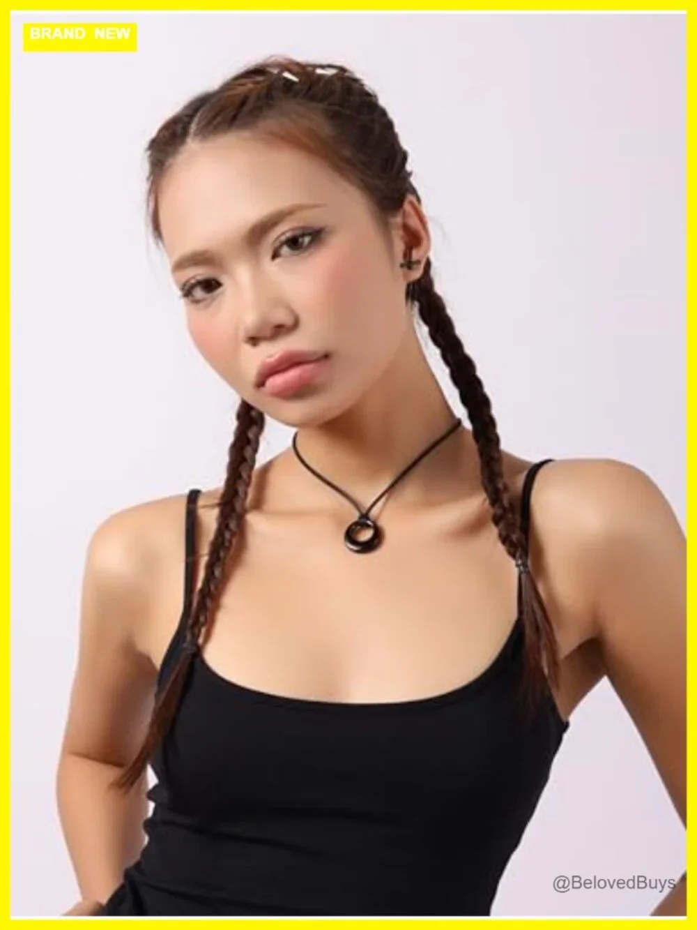 Boho Gothic O Ring Choker Necklace Faux Leather Stainless Steel
